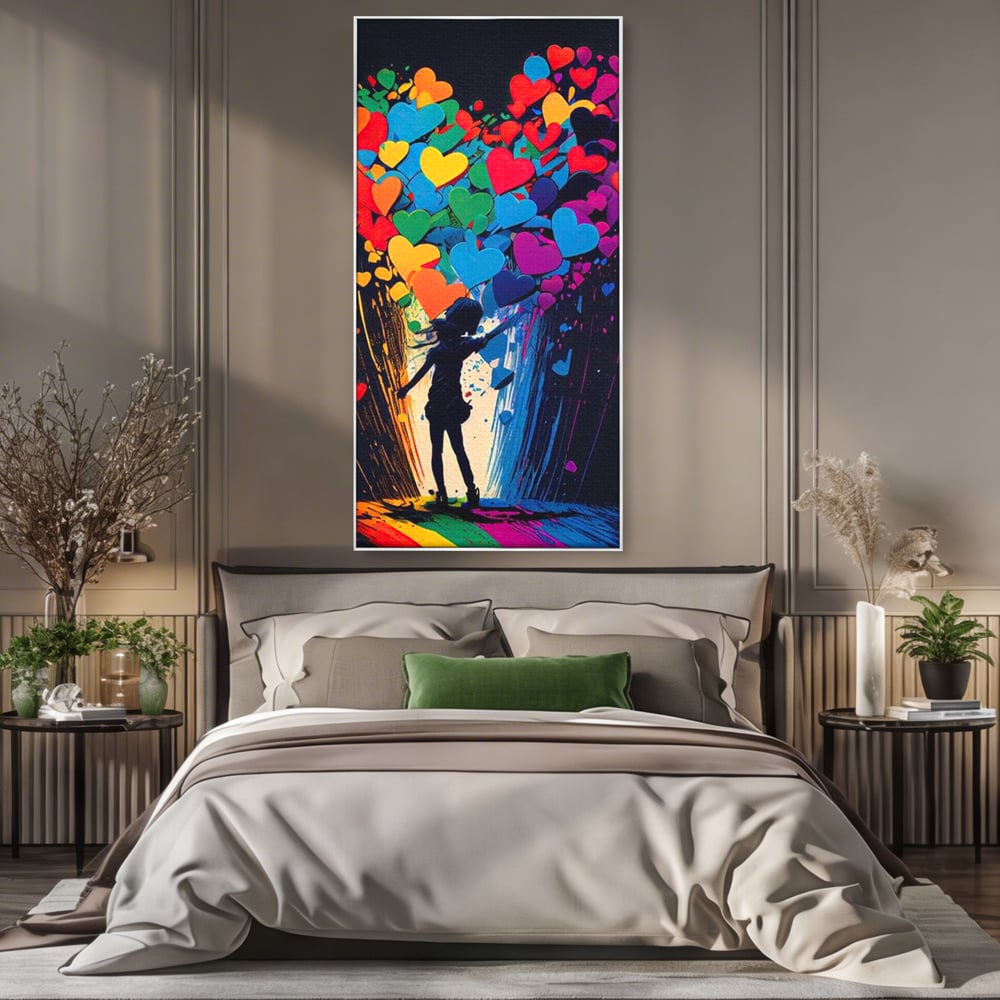 Tablou Canvas Premium LuxCanva® E1023, Puterea Iubirii, Tineresc, Curcubeu, Expresie, Armonie, Creativ, Living Room, Culori vibrante