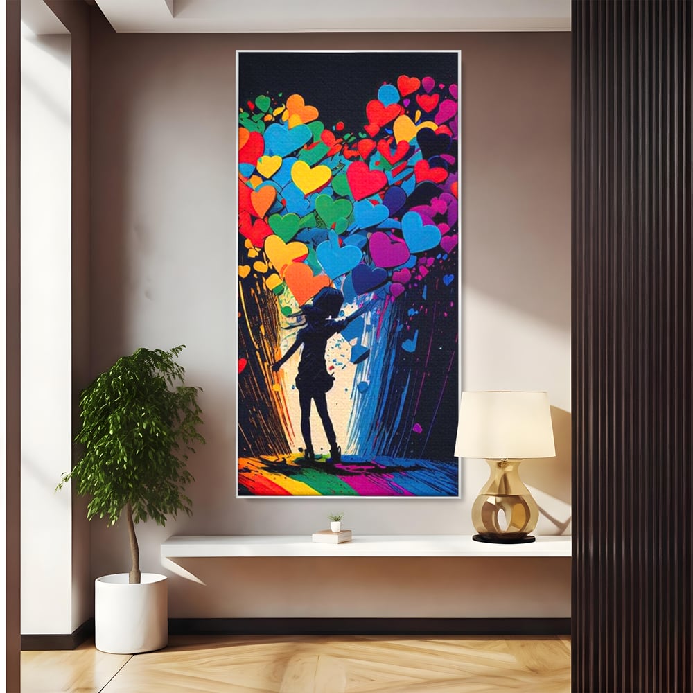 Tablou Canvas Premium LuxCanva® E1023, Puterea Iubirii, Tineresc, Curcubeu, Expresie, Armonie, Creativ, Living Room, Culori vibrante