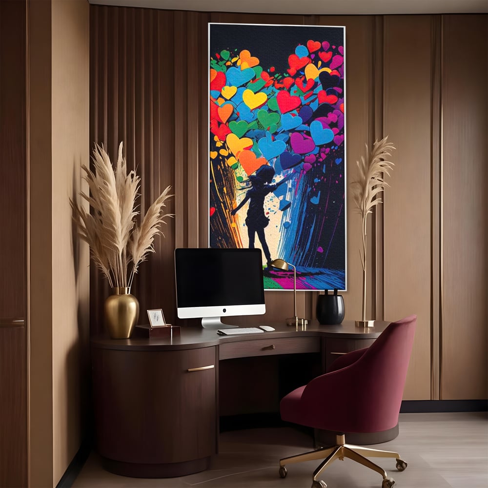 Tablou Canvas Premium LuxCanva® E1023, Puterea Iubirii, Tineresc, Curcubeu, Expresie, Armonie, Creativ, Living Room, Culori vibrante