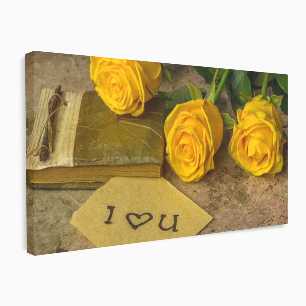 Tablou Canvas Premium LuxCanva® E1024, Scrisoare din Suflet, Trandafiri, Galbeni, Nostalgie, Jurnal, Amintiri, Living Room, Culori vibrante
