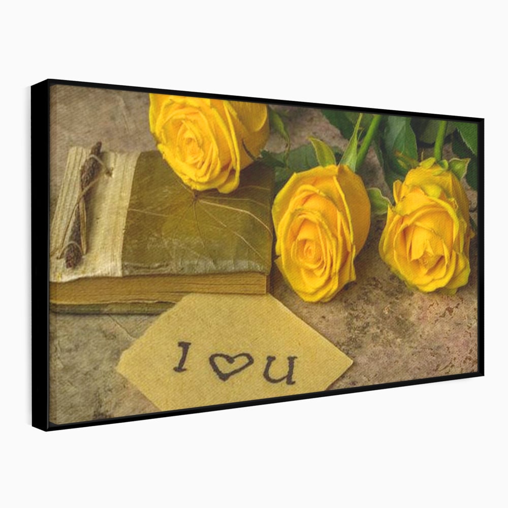Tablou Canvas Premium LuxCanva® E1024, Scrisoare din Suflet, Trandafiri, Galbeni, Nostalgie, Jurnal, Amintiri, Living Room, Culori vibrante