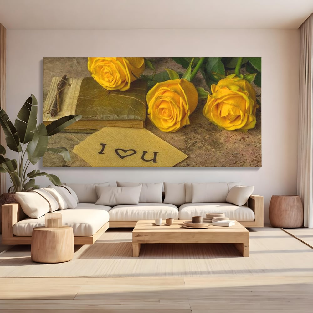 Tablou Canvas Premium LuxCanva® E1024, Scrisoare din Suflet, Trandafiri, Galbeni, Nostalgie, Jurnal, Amintiri, Living Room, Culori vibrante