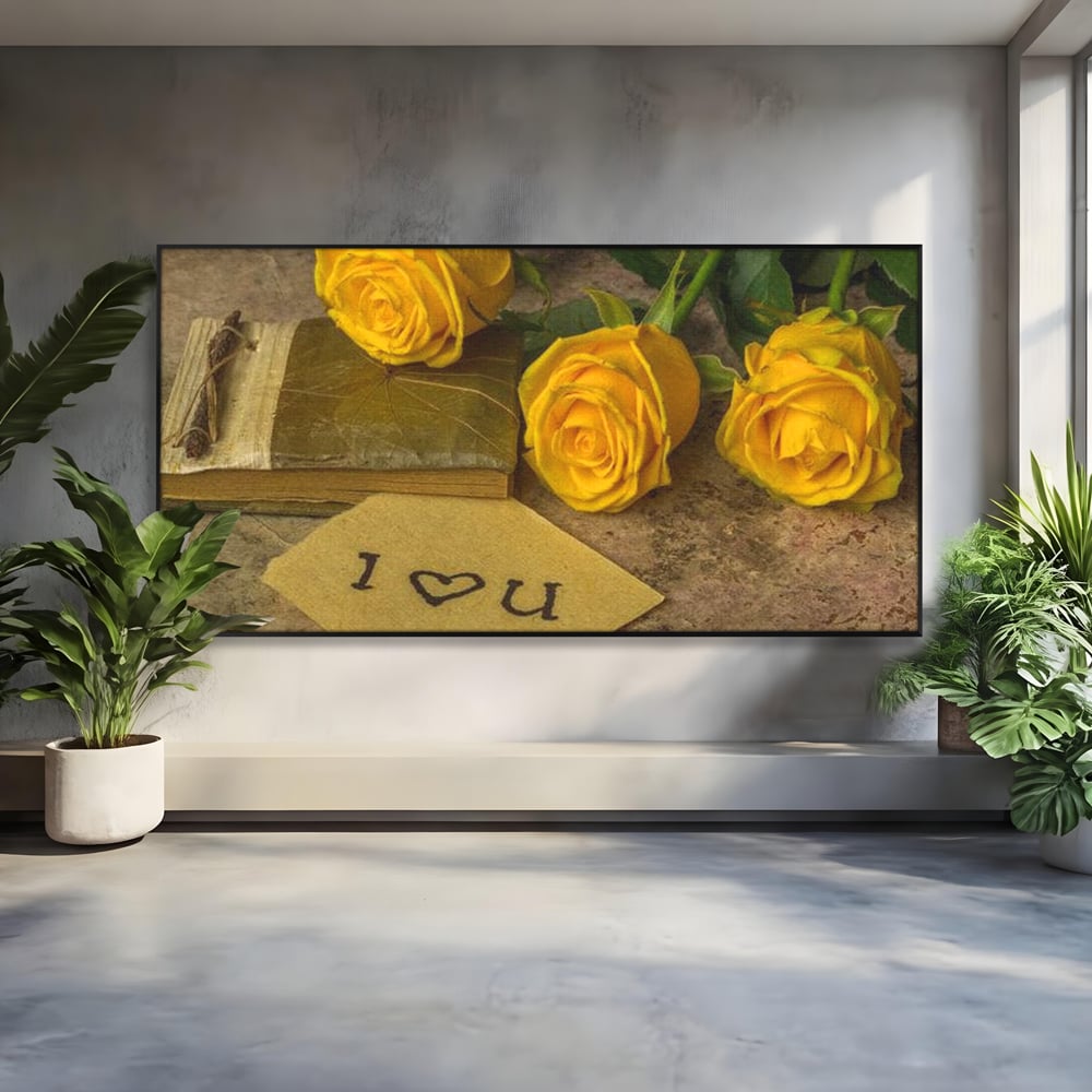 Tablou Canvas Premium LuxCanva® E1024, Scrisoare din Suflet, Trandafiri, Galbeni, Nostalgie, Jurnal, Amintiri, Living Room, Culori vibrante