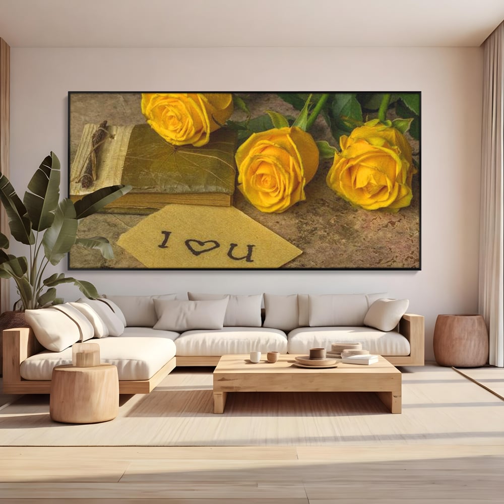 Tablou Canvas Premium LuxCanva® E1024, Scrisoare din Suflet, Trandafiri, Galbeni, Nostalgie, Jurnal, Amintiri, Living Room, Culori vibrante