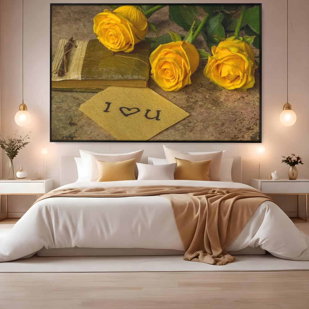 Tablou Canvas Premium LuxCanva® E1024, Scrisoare din Suflet, Trandafiri, Galbeni, Nostalgie, Jurnal, Amintiri, Living Room, Culori vibrante