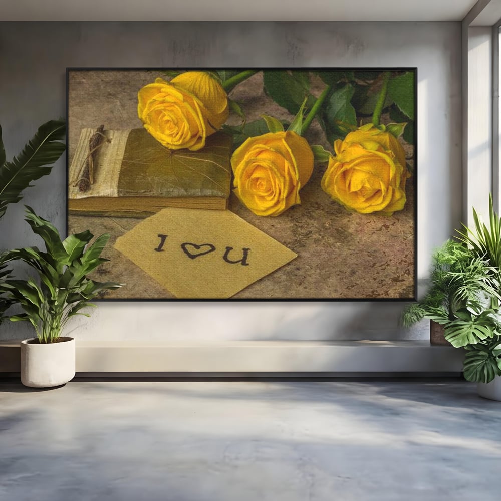 Tablou Canvas Premium LuxCanva® E1024, Scrisoare din Suflet, Trandafiri, Galbeni, Nostalgie, Jurnal, Amintiri, Living Room, Culori vibrante