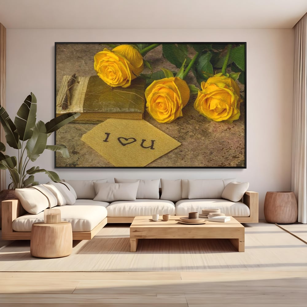 Tablou Canvas Premium LuxCanva® E1024, Scrisoare din Suflet, Trandafiri, Galbeni, Nostalgie, Jurnal, Amintiri, Living Room, Culori vibrante