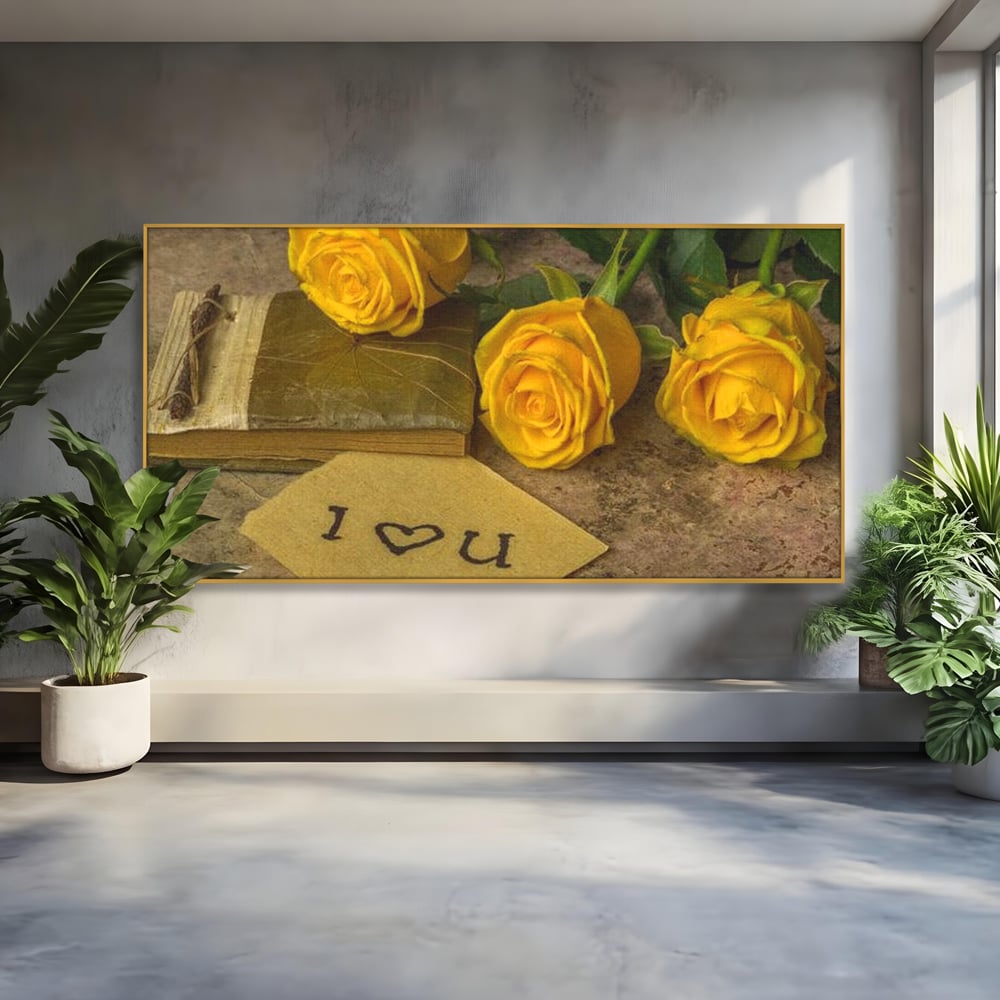 Tablou Canvas Premium LuxCanva® E1024, Scrisoare din Suflet, Trandafiri, Galbeni, Nostalgie, Jurnal, Amintiri, Living Room, Culori vibrante