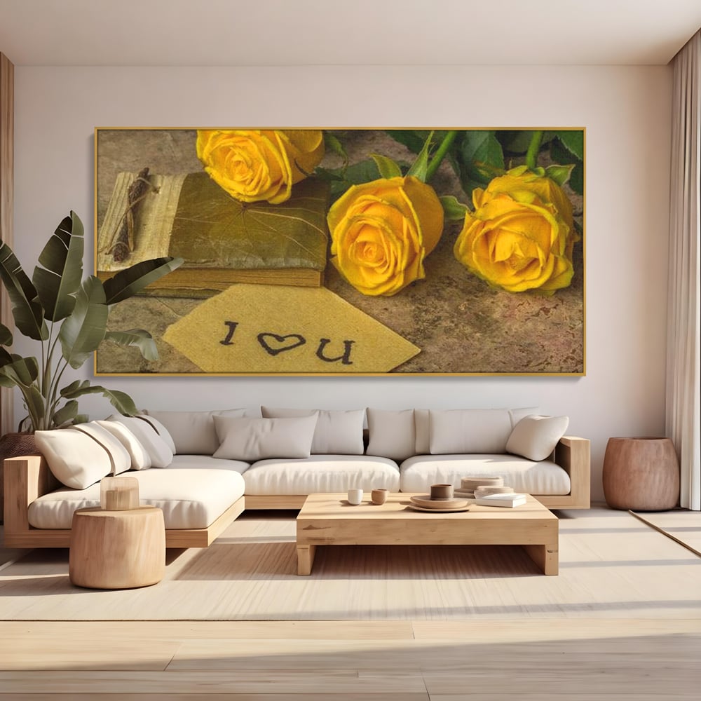 Tablou Canvas Premium LuxCanva® E1024, Scrisoare din Suflet, Trandafiri, Galbeni, Nostalgie, Jurnal, Amintiri, Living Room, Culori vibrante