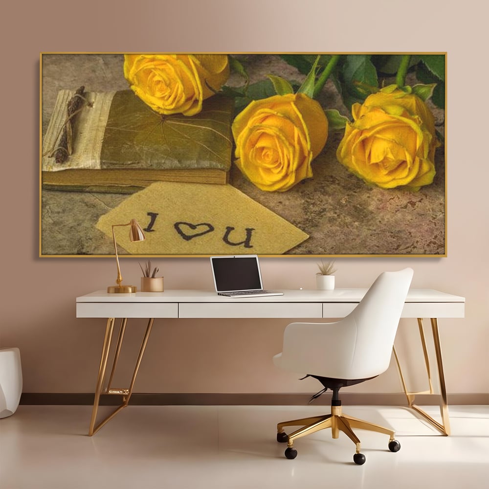 Tablou Canvas Premium LuxCanva® E1024, Scrisoare din Suflet, Trandafiri, Galbeni, Nostalgie, Jurnal, Amintiri, Living Room, Culori vibrante