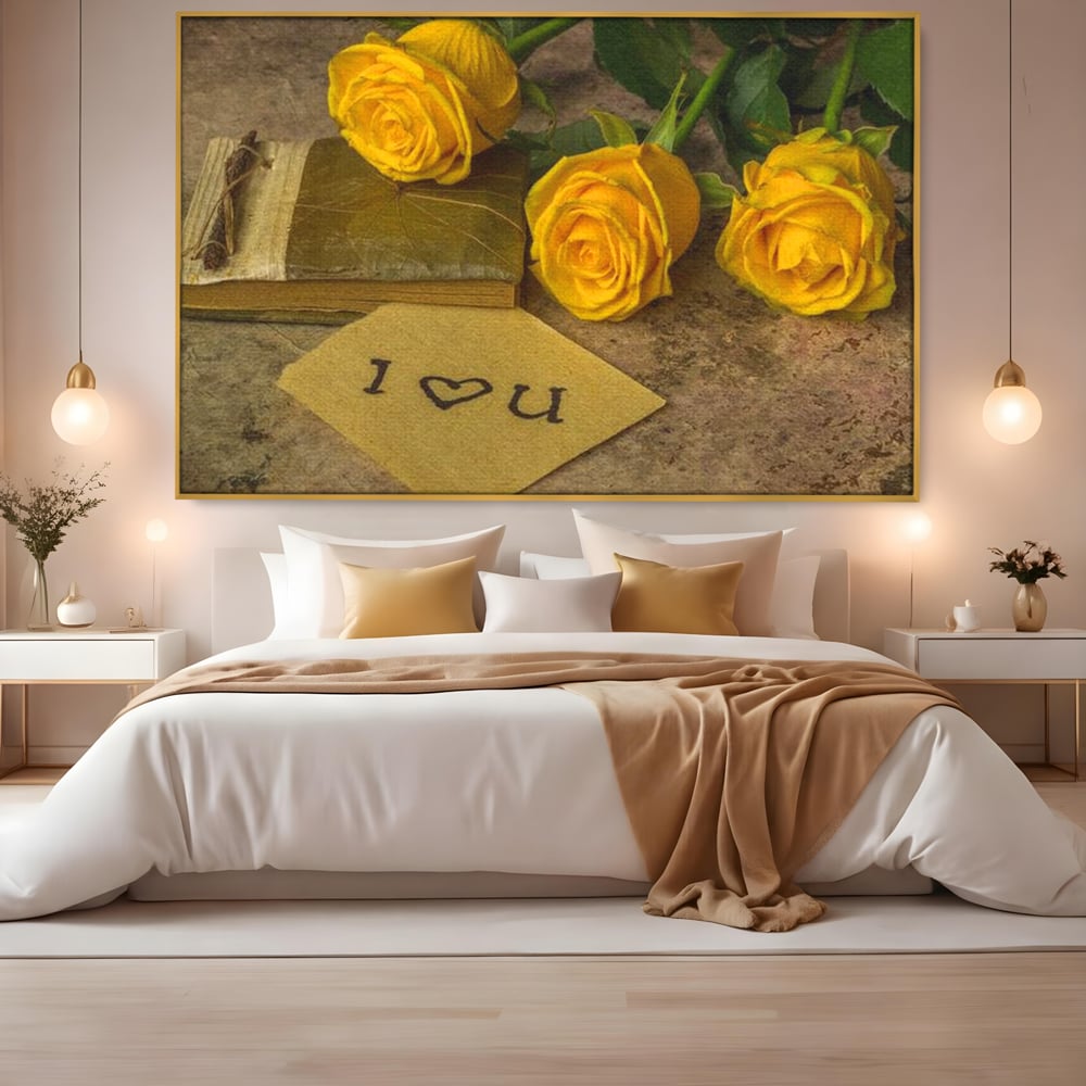 Tablou Canvas Premium LuxCanva® E1024, Scrisoare din Suflet, Trandafiri, Galbeni, Nostalgie, Jurnal, Amintiri, Living Room, Culori vibrante