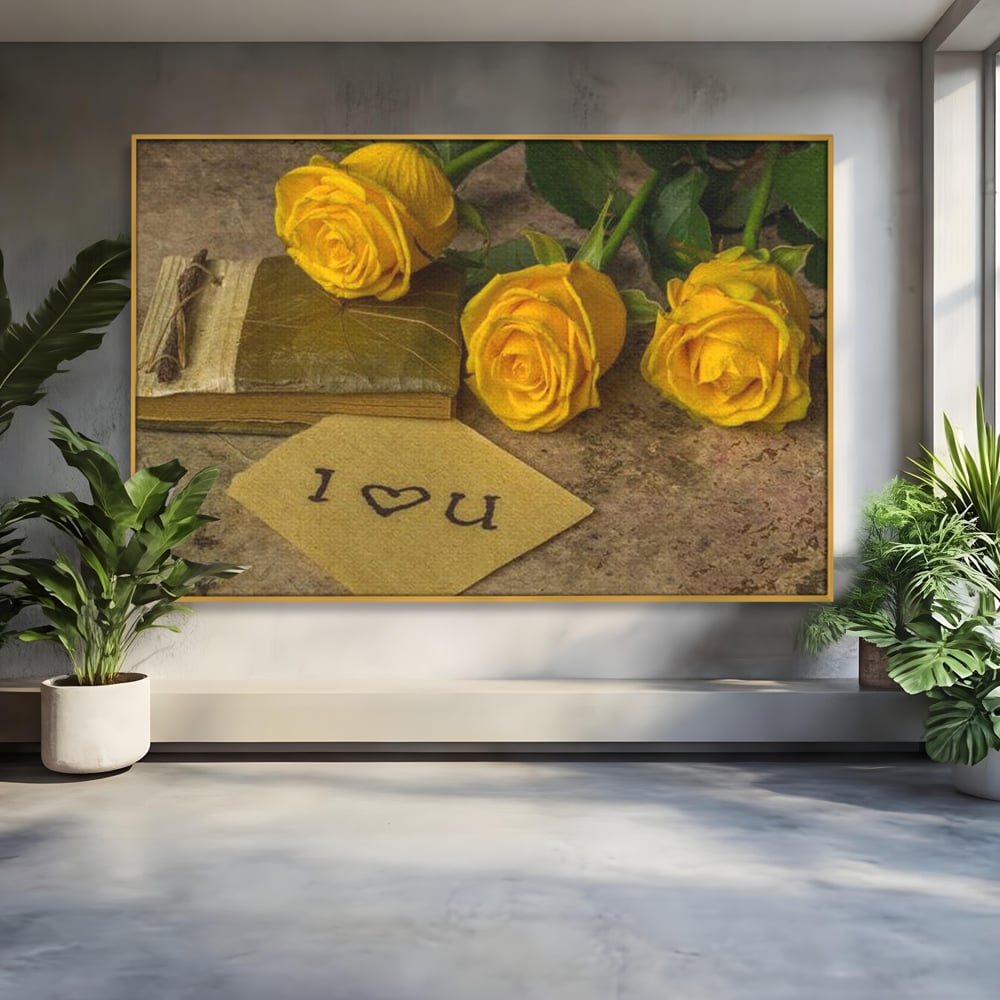 Tablou Canvas Premium LuxCanva® E1024, Scrisoare din Suflet, Trandafiri, Galbeni, Nostalgie, Jurnal, Amintiri, Living Room, Culori vibrante