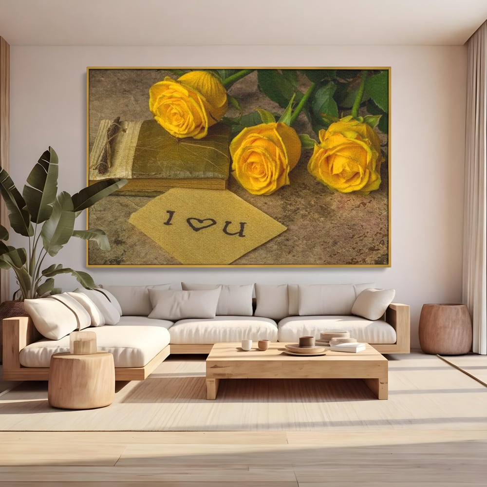 Tablou Canvas Premium LuxCanva® E1024, Scrisoare din Suflet, Trandafiri, Galbeni, Nostalgie, Jurnal, Amintiri, Living Room, Culori vibrante