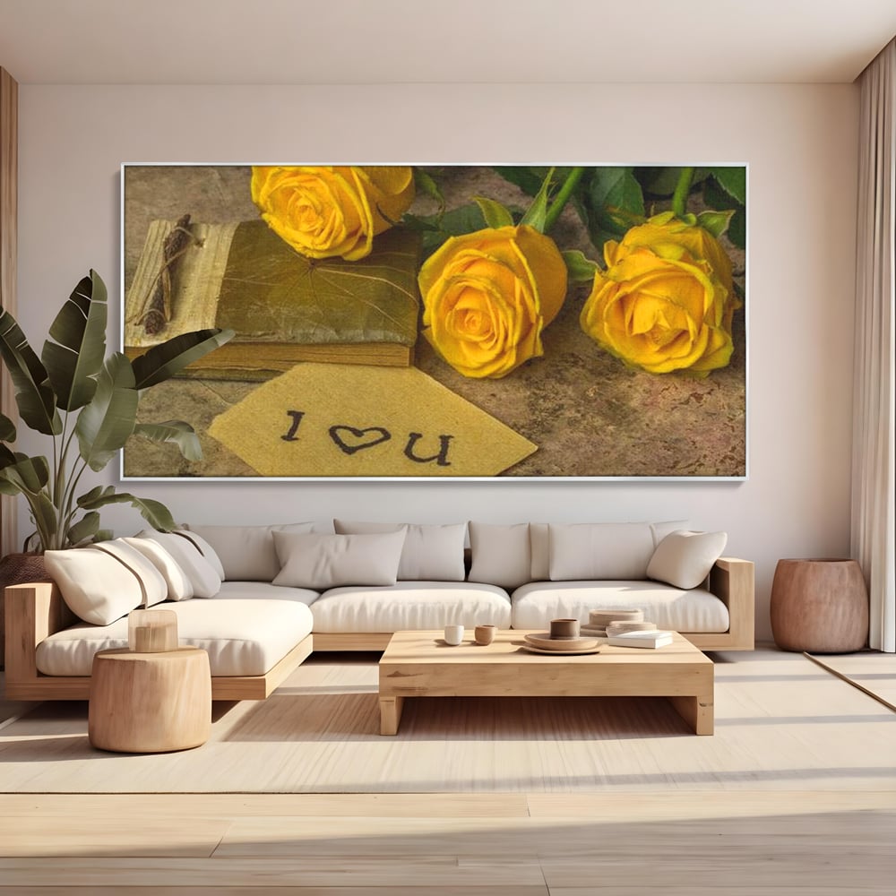 Tablou Canvas Premium LuxCanva® E1024, Scrisoare din Suflet, Trandafiri, Galbeni, Nostalgie, Jurnal, Amintiri, Living Room, Culori vibrante