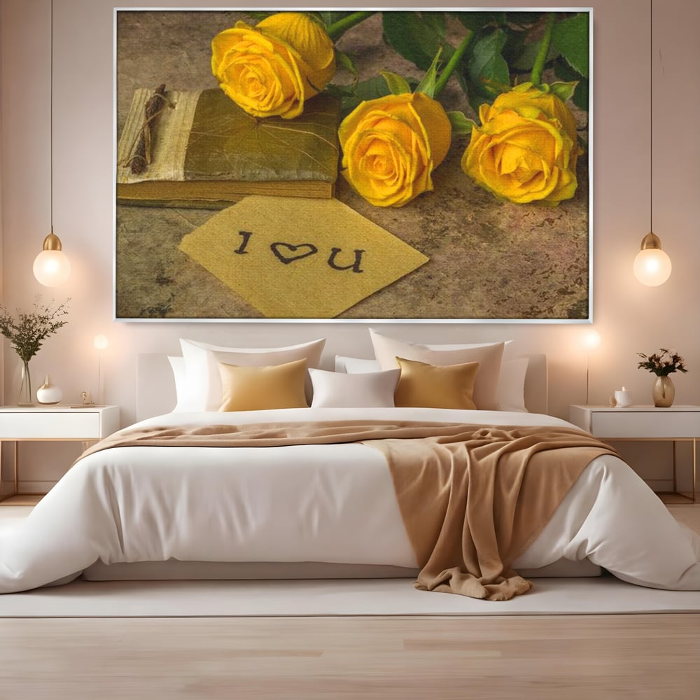 Tablou Canvas Premium LuxCanva® E1024, Scrisoare din Suflet, Trandafiri, Galbeni, Nostalgie, Jurnal, Amintiri, Living Room, Culori vibrante