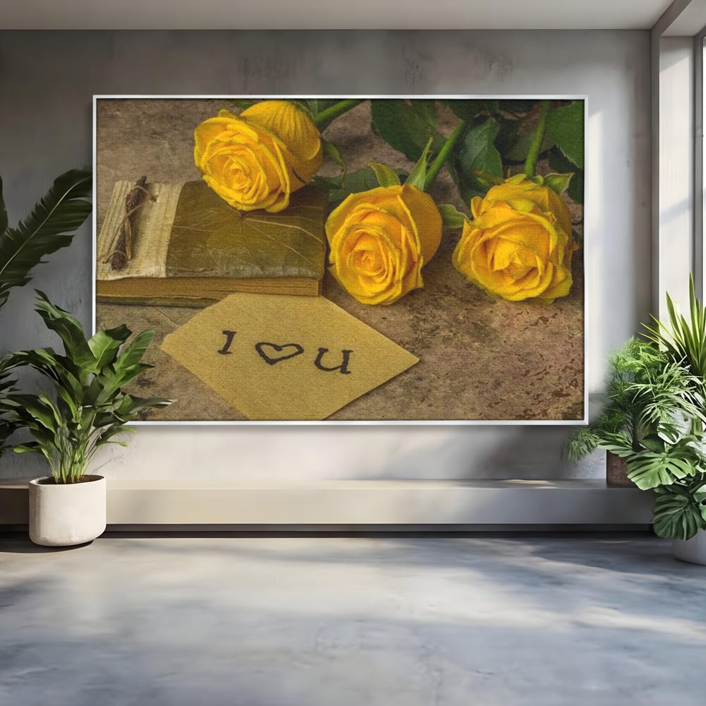 Tablou Canvas Premium LuxCanva® E1024, Scrisoare din Suflet, Trandafiri, Galbeni, Nostalgie, Jurnal, Amintiri, Living Room, Culori vibrante