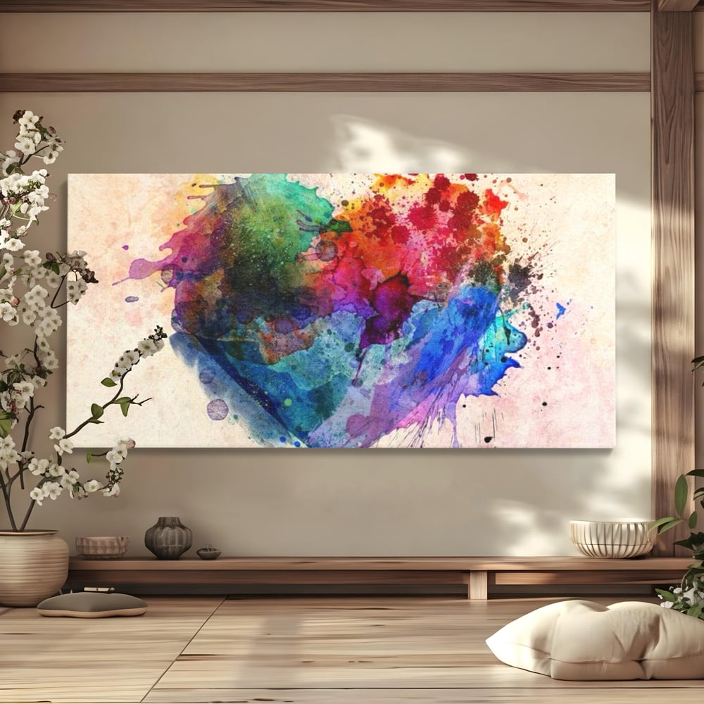 Tablou Canvas Premium LuxCanva® E1025, Suflet Pictat, Arta, Exprimare, Artistica, Inima, Emotie, Living Room, Culori vibrante