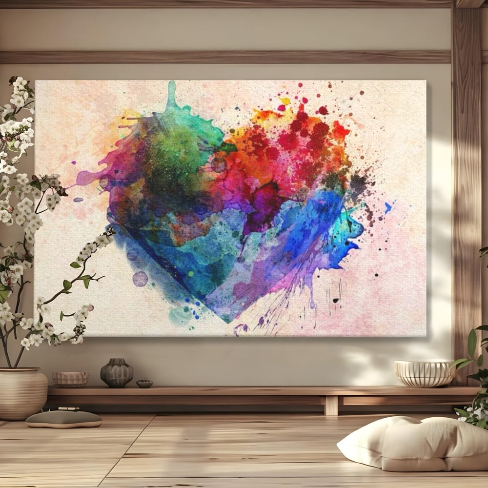 Tablou Canvas Premium LuxCanva® E1025, Suflet Pictat, Arta, Exprimare, Artistica, Inima, Emotie, Living Room, Culori vibrante