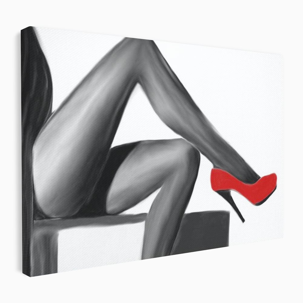 Tablou Canvas Premium LuxCanva® E1026, Stiletto Rosu, Pantofi, Tocuri, Feminitate, Seductie, Femeie, Living Room, Culori vibrante