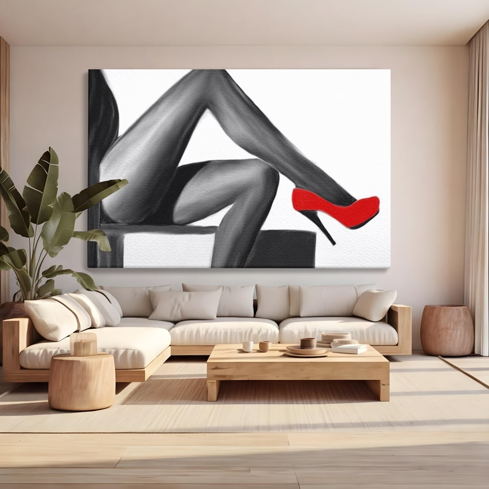 Tablou Canvas Premium LuxCanva® E1026, Stiletto Rosu, Pantofi, Tocuri, Feminitate, Seductie, Femeie, Living Room, Culori vibrante