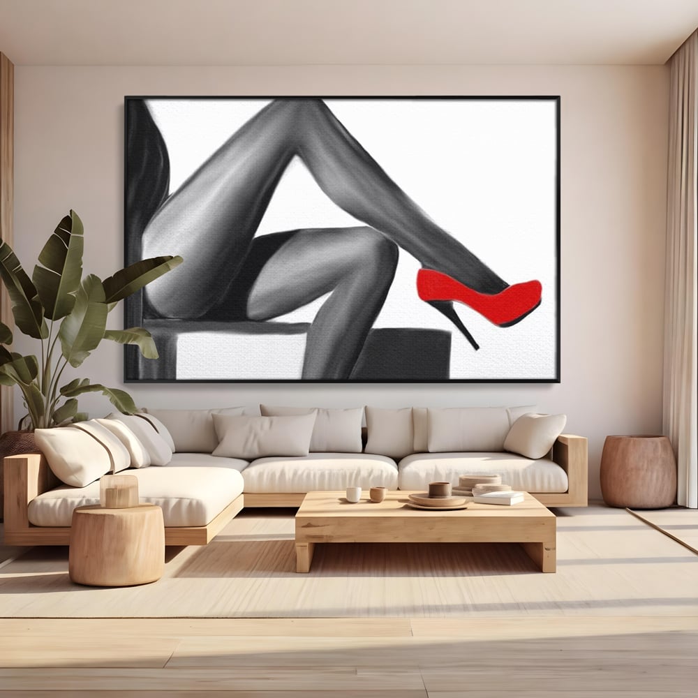 Tablou Canvas Premium LuxCanva® E1026, Stiletto Rosu, Pantofi, Tocuri, Feminitate, Seductie, Femeie, Living Room, Culori vibrante