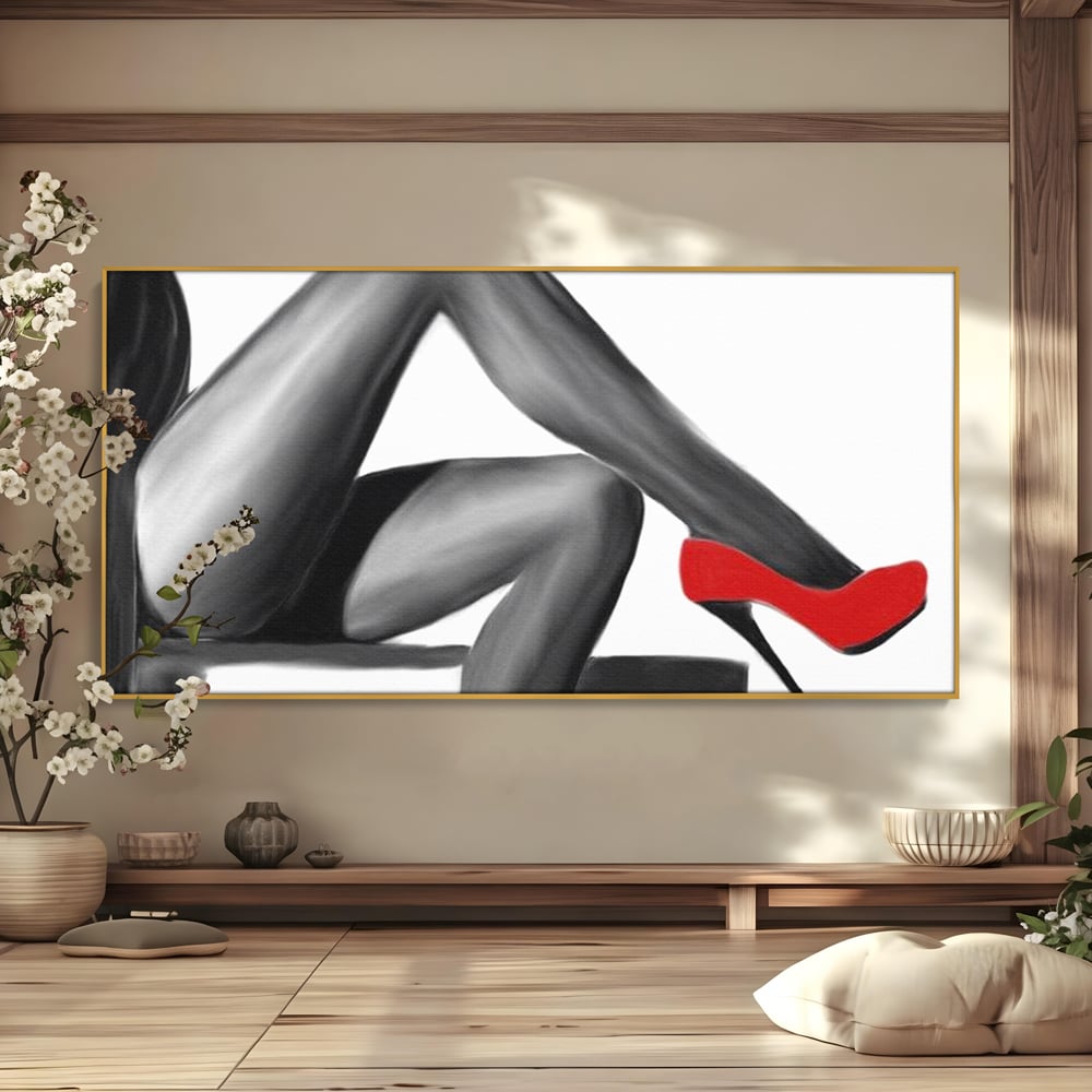 Tablou Canvas Premium LuxCanva® E1026, Stiletto Rosu, Pantofi, Tocuri, Feminitate, Seductie, Femeie, Living Room, Culori vibrante