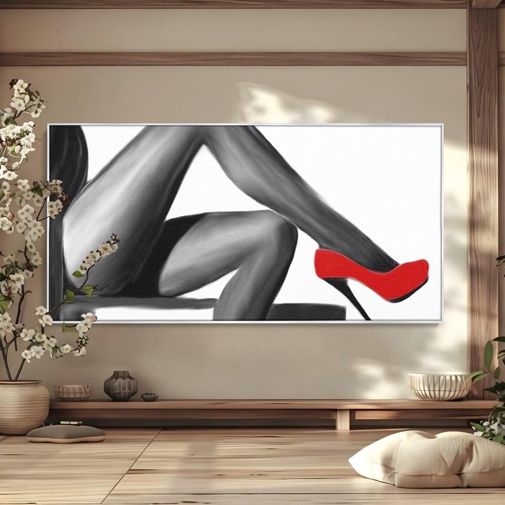 Tablou Canvas Premium LuxCanva® E1026, Stiletto Rosu, Pantofi, Tocuri, Feminitate, Seductie, Femeie, Living Room, Culori vibrante