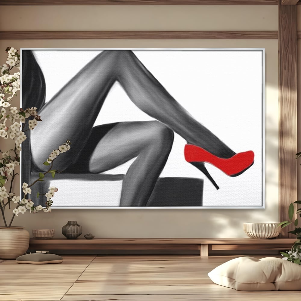 Tablou Canvas Premium LuxCanva® E1026, Stiletto Rosu, Pantofi, Tocuri, Feminitate, Seductie, Femeie, Living Room, Culori vibrante