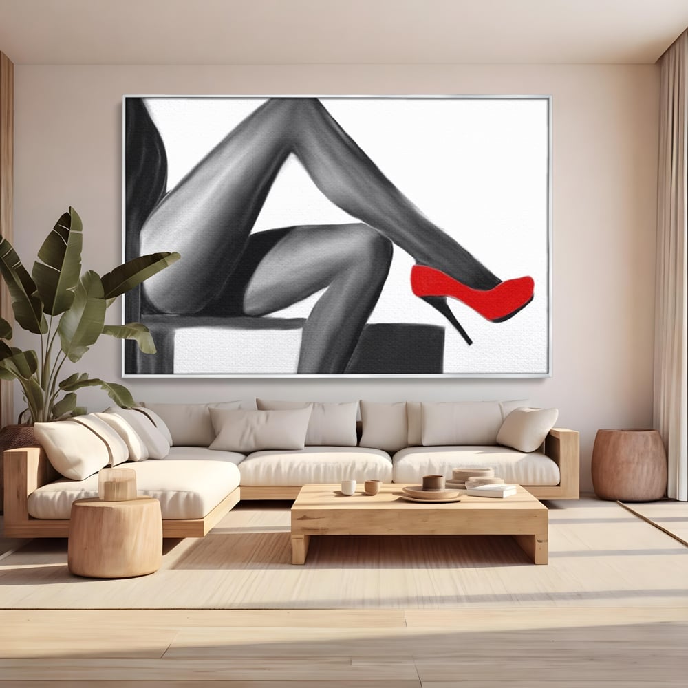 Tablou Canvas Premium LuxCanva® E1026, Stiletto Rosu, Pantofi, Tocuri, Feminitate, Seductie, Femeie, Living Room, Culori vibrante
