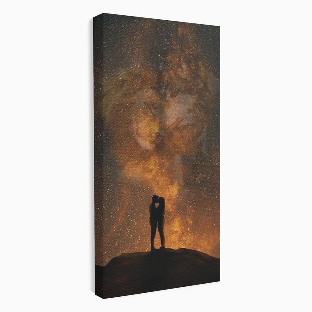 Tablou Canvas Premium LuxCanva® E1027, Iubire Dincolo de Stele, Astral, Cosmic, Univers, Indragostiti, Destin, Living Room, Culori vibrante
