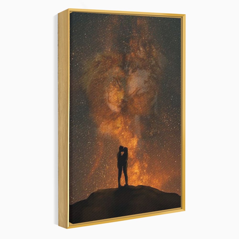 Tablou Canvas Premium LuxCanva® E1027, Iubire Dincolo de Stele, Astral, Cosmic, Univers, Indragostiti, Destin, Living Room, Culori vibrante