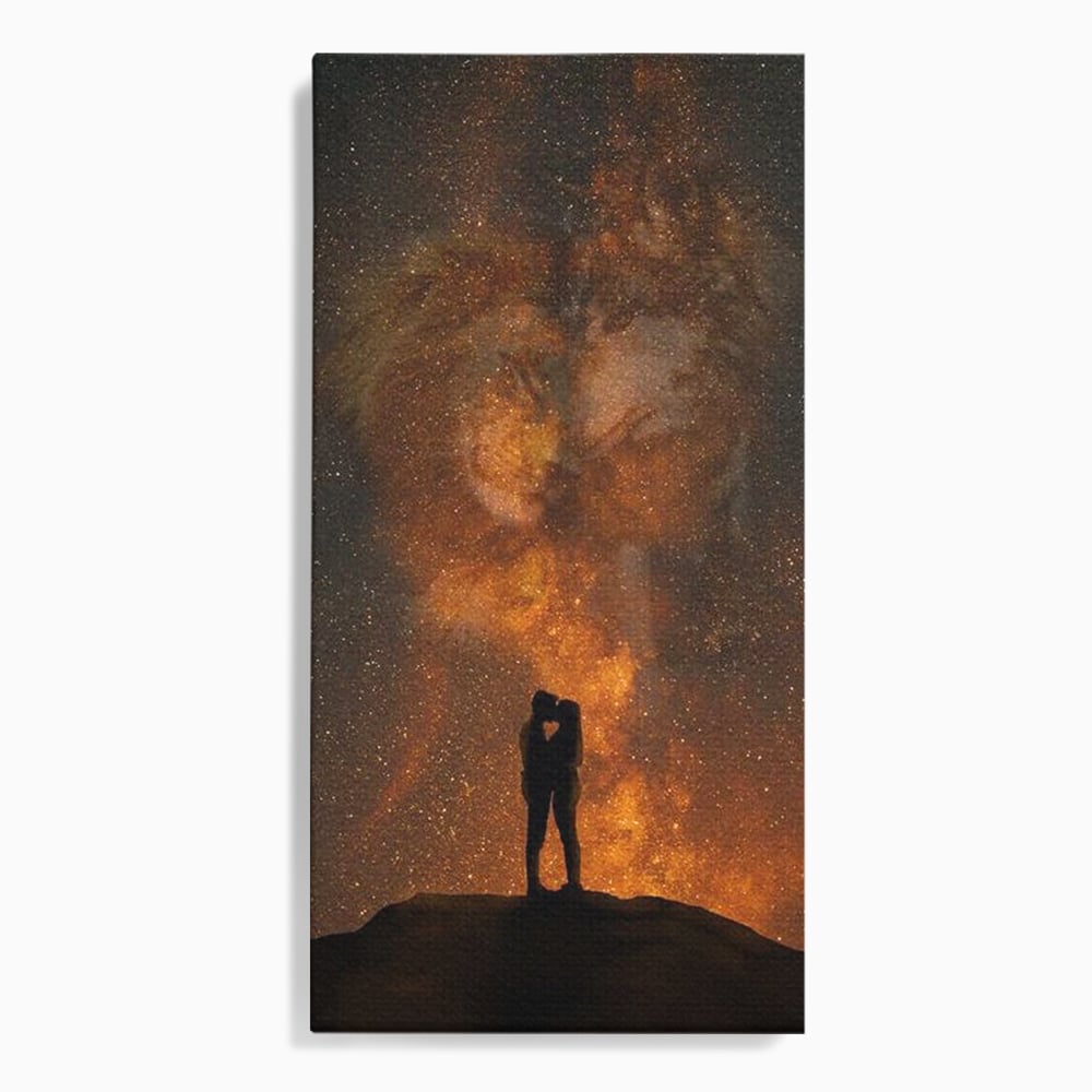 Tablou Canvas Premium LuxCanva® E1027, Iubire Dincolo de Stele, Astral, Cosmic, Univers, Indragostiti, Destin, Living Room, Culori vibrante