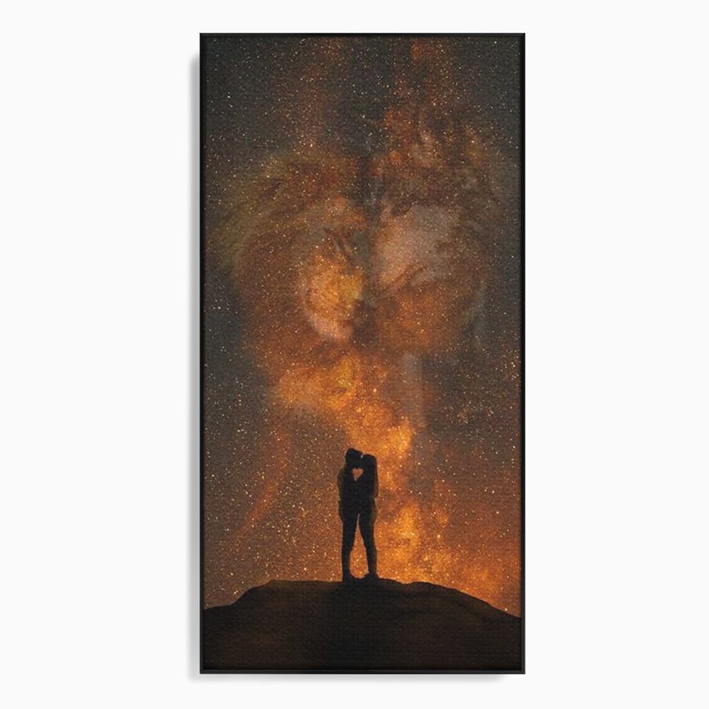 Tablou Canvas Premium LuxCanva® E1027, Iubire Dincolo de Stele, Astral, Cosmic, Univers, Indragostiti, Destin, Living Room, Culori vibrante