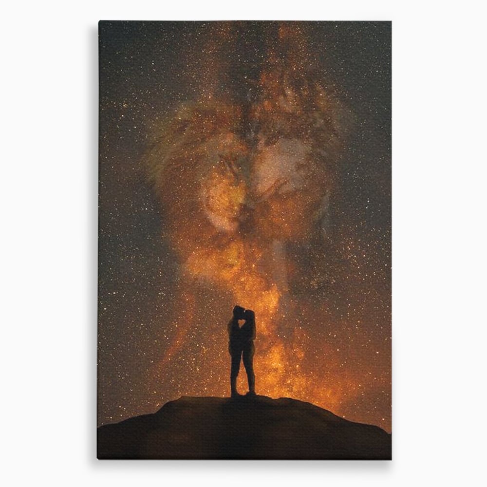 Tablou Canvas Premium LuxCanva® E1027, Iubire Dincolo de Stele, Astral, Cosmic, Univers, Indragostiti, Destin, Living Room, Culori vibrante