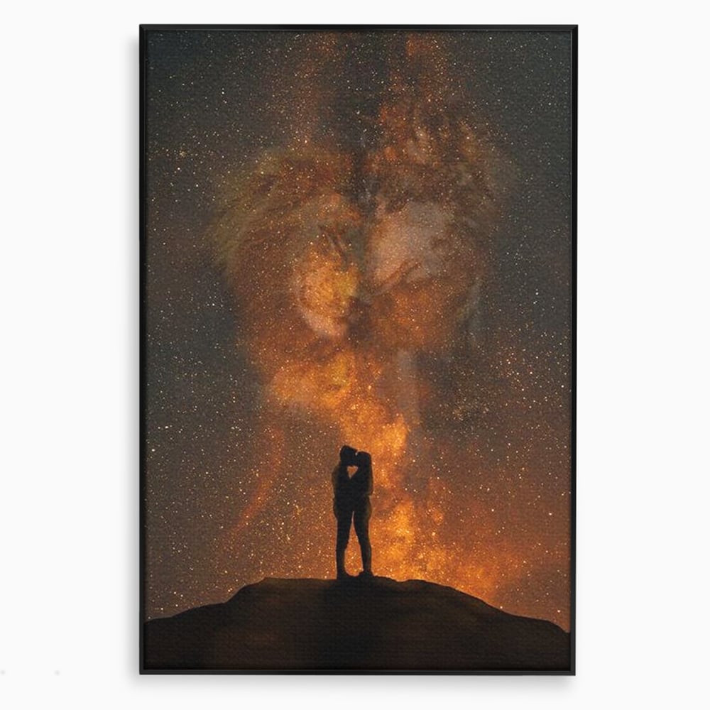Tablou Canvas Premium LuxCanva® E1027, Iubire Dincolo de Stele, Astral, Cosmic, Univers, Indragostiti, Destin, Living Room, Culori vibrante