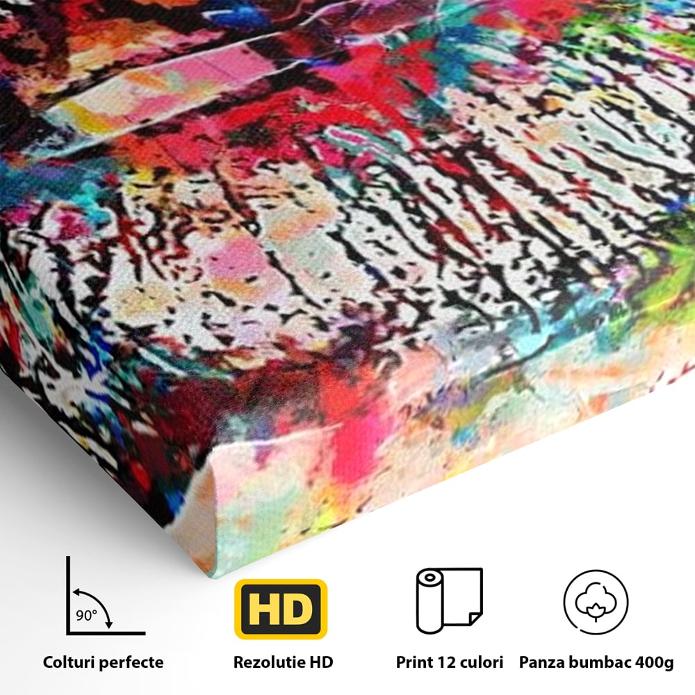 Tablou Canvas Premium LuxCanva® E1028, Sarut Pop Art, Buze, Glamour, Neon, Cromatic, Senzualitate, Living Room, Culori vibrante