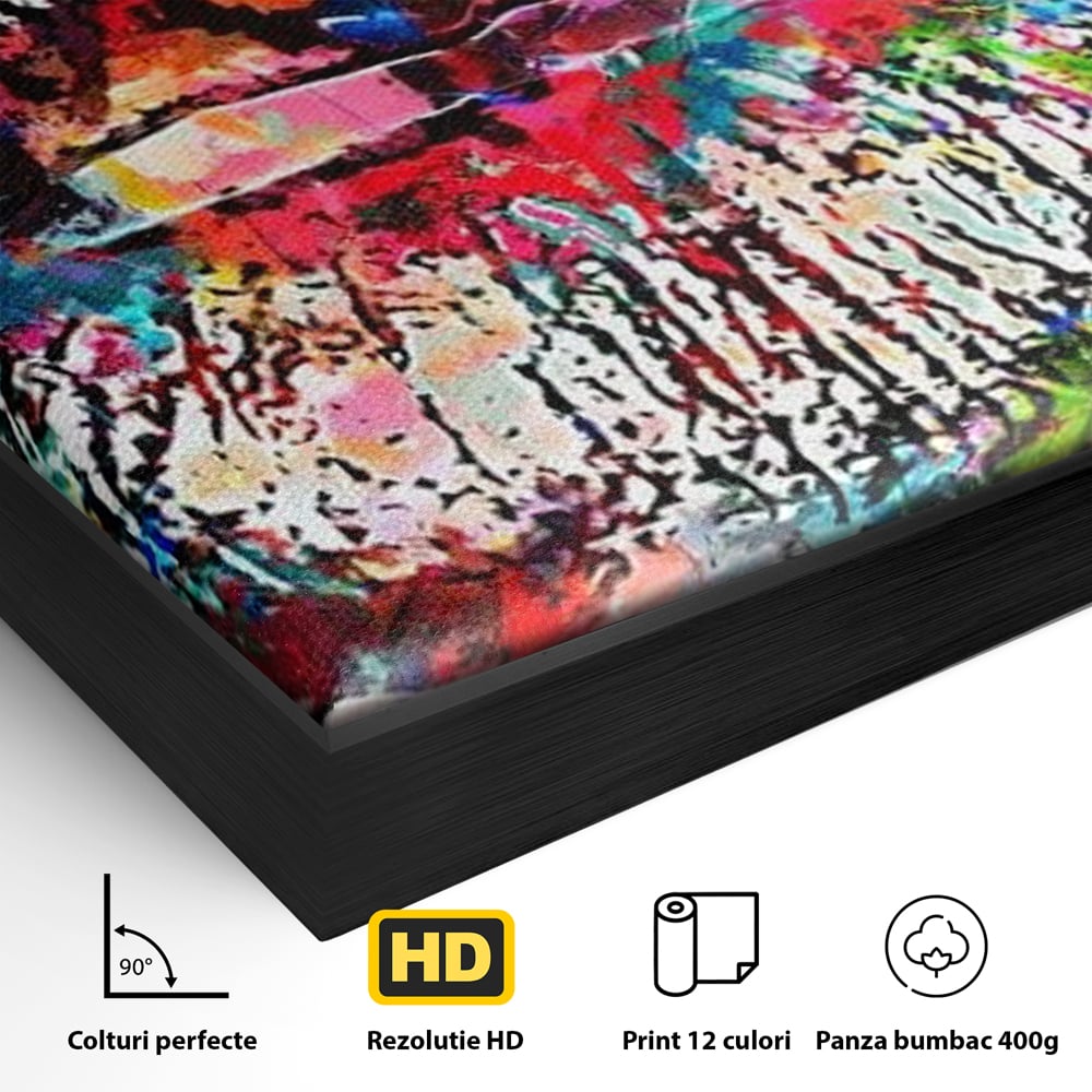 Tablou Canvas Premium LuxCanva® E1028, Sarut Pop Art, Buze, Glamour, Neon, Cromatic, Senzualitate, Living Room, Culori vibrante