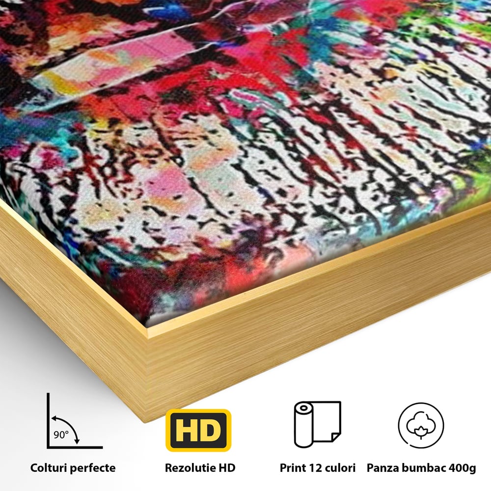 Tablou Canvas Premium LuxCanva® E1028, Sarut Pop Art, Buze, Glamour, Neon, Cromatic, Senzualitate, Living Room, Culori vibrante