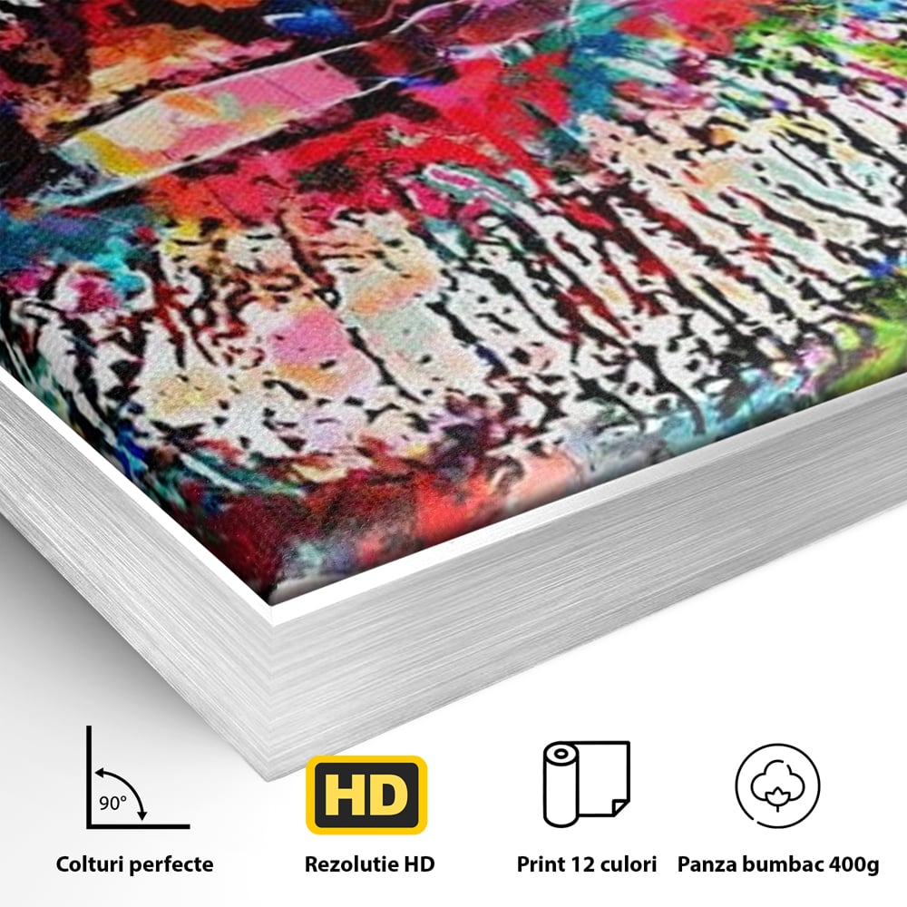 Tablou Canvas Premium LuxCanva® E1028, Sarut Pop Art, Buze, Glamour, Neon, Cromatic, Senzualitate, Living Room, Culori vibrante