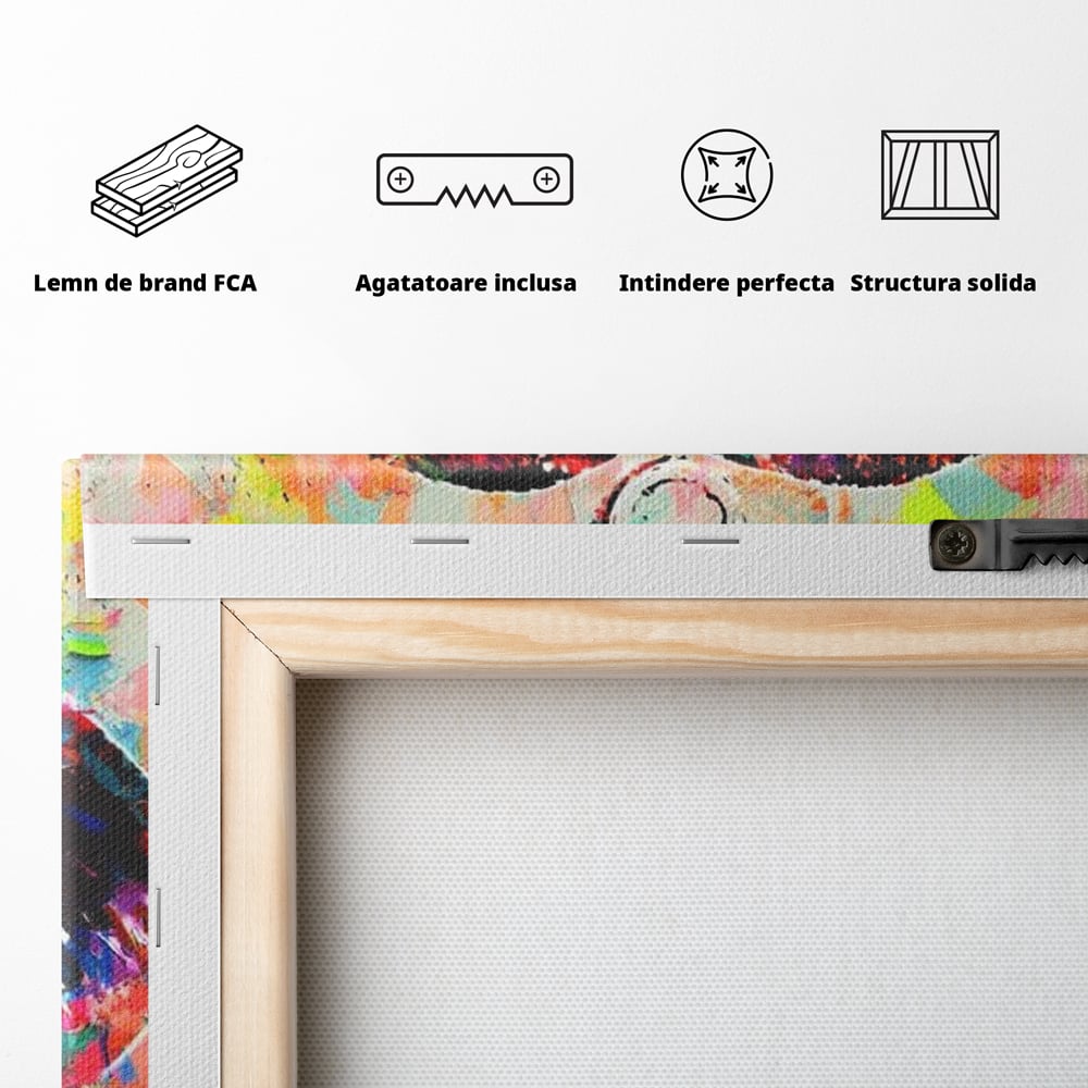 Tablou Canvas Premium LuxCanva® E1028, Sarut Pop Art, Buze, Glamour, Neon, Cromatic, Senzualitate, Living Room, Culori vibrante