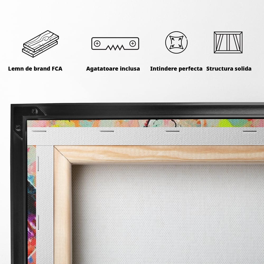 Tablou Canvas Premium LuxCanva® E1028, Sarut Pop Art, Buze, Glamour, Neon, Cromatic, Senzualitate, Living Room, Culori vibrante