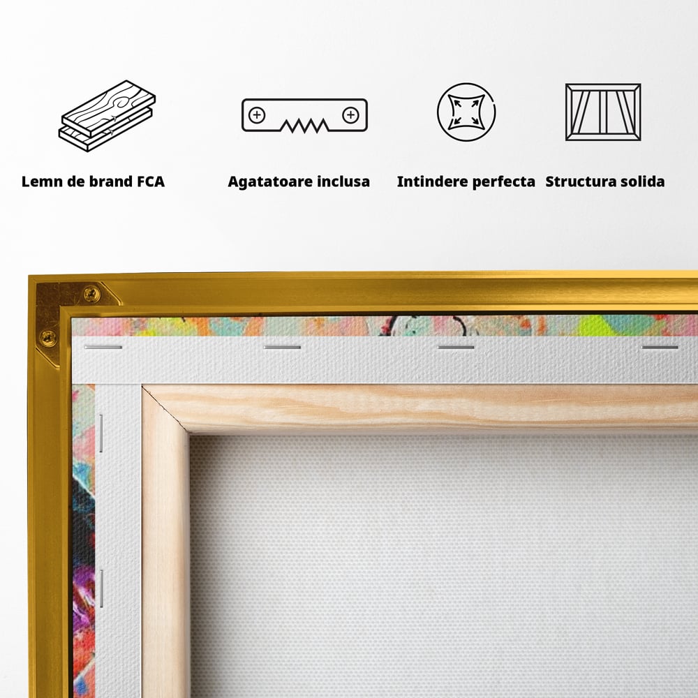 Tablou Canvas Premium LuxCanva® E1028, Sarut Pop Art, Buze, Glamour, Neon, Cromatic, Senzualitate, Living Room, Culori vibrante