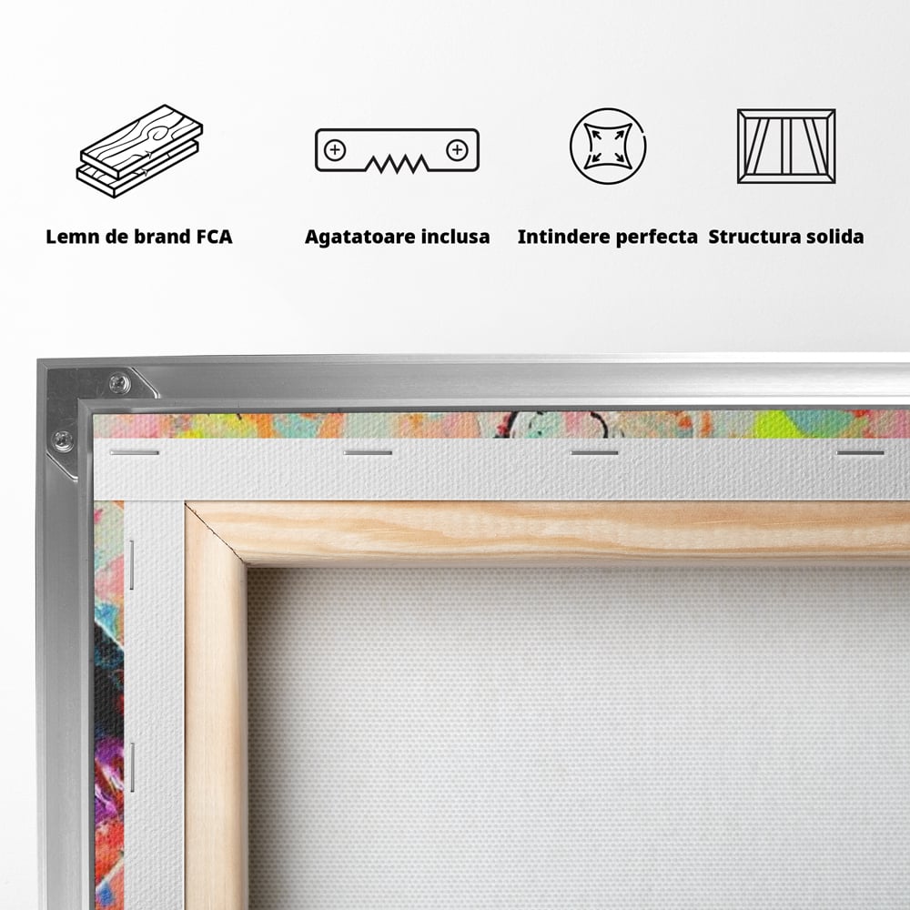 Tablou Canvas Premium LuxCanva® E1028, Sarut Pop Art, Buze, Glamour, Neon, Cromatic, Senzualitate, Living Room, Culori vibrante