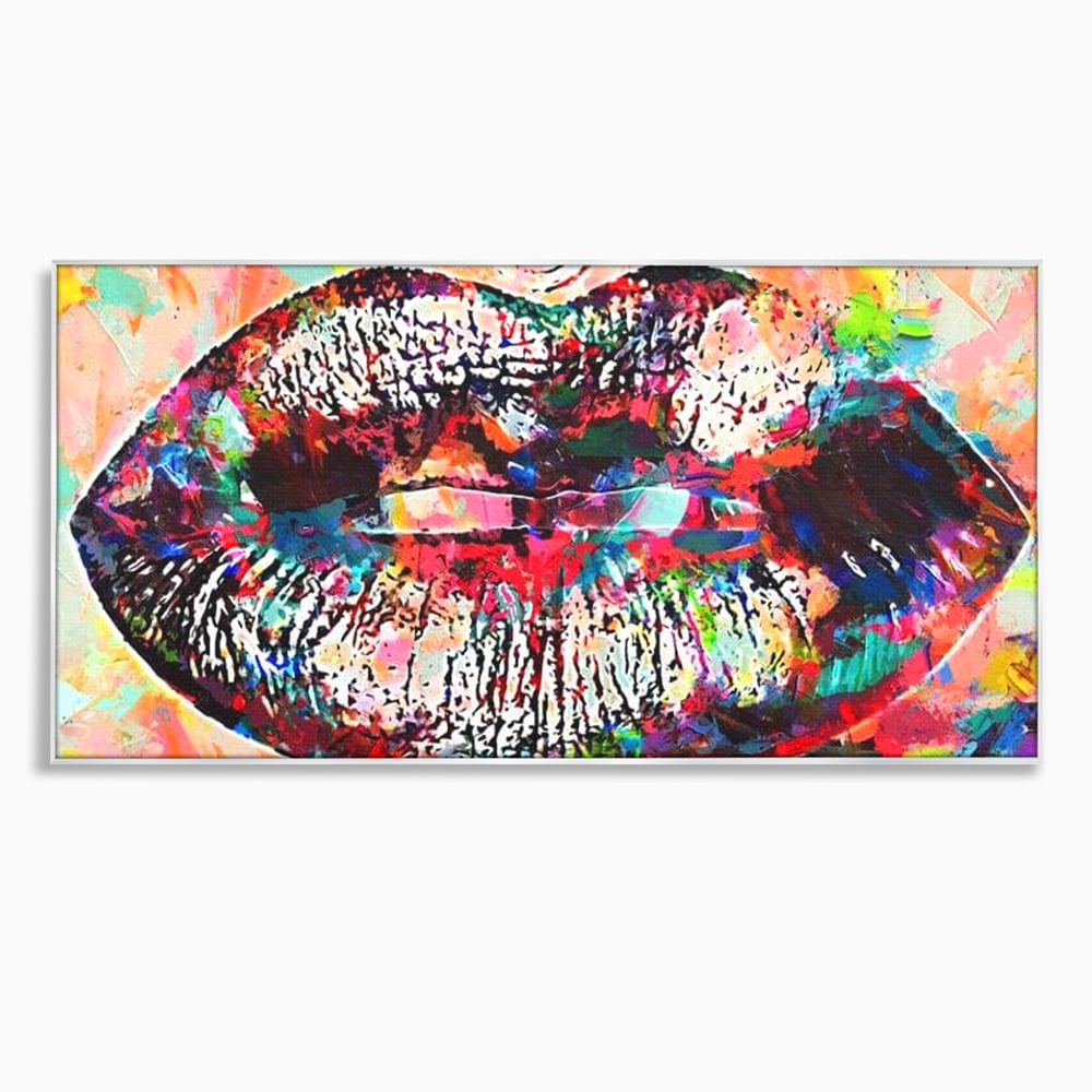 Tablou Canvas Premium LuxCanva® E1028, Sarut Pop Art, Buze, Glamour, Neon, Cromatic, Senzualitate, Living Room, Culori vibrante