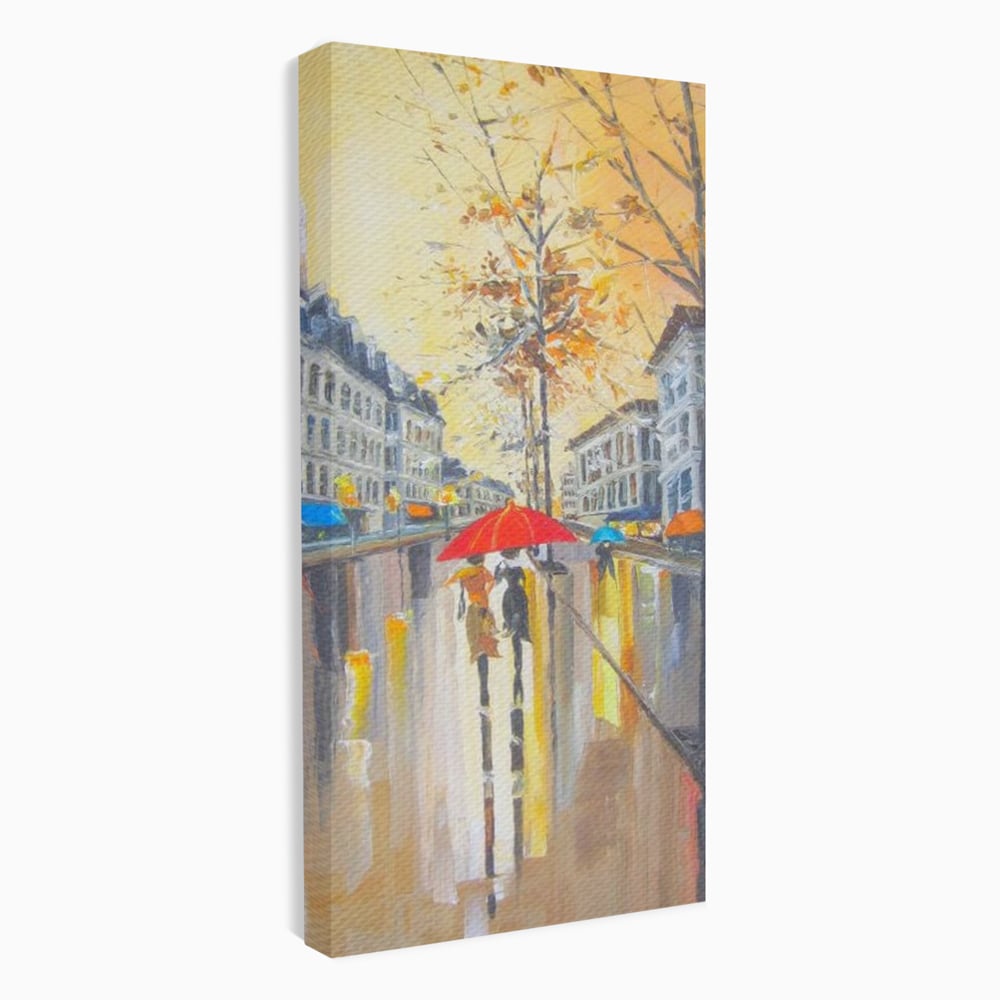 Leinwandbilder Premium LuxCanva® E1029, Pariser Herbst, Regen, regnerisch, Stadt, Herbst, Regenschirm, Gelassenheit, Gelassenheit, Wohnzimmer, leuchtende Farben