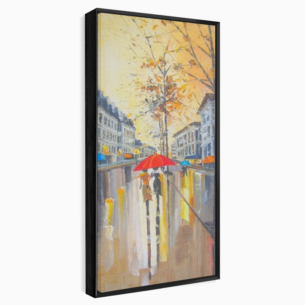 Leinwandbilder Premium LuxCanva® E1029, Pariser Herbst, Regen, regnerisch, Stadt, Herbst, Regenschirm, Gelassenheit, Gelassenheit, Wohnzimmer, leuchtende Farben