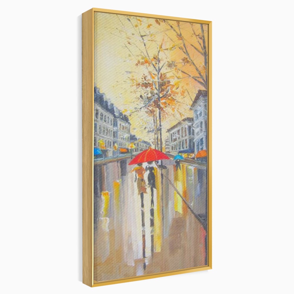 Leinwandbilder Premium LuxCanva® E1029, Pariser Herbst, Regen, regnerisch, Stadt, Herbst, Regenschirm, Gelassenheit, Gelassenheit, Wohnzimmer, leuchtende Farben