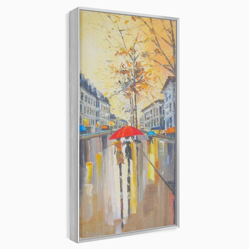 Leinwandbilder Premium LuxCanva® E1029, Pariser Herbst, Regen, regnerisch, Stadt, Herbst, Regenschirm, Gelassenheit, Gelassenheit, Wohnzimmer, leuchtende Farben