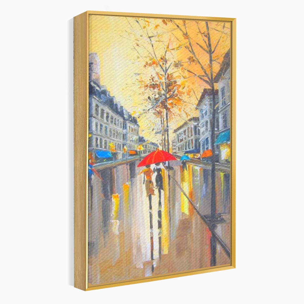 Leinwandbilder Premium LuxCanva® E1029, Pariser Herbst, Regen, regnerisch, Stadt, Herbst, Regenschirm, Gelassenheit, Gelassenheit, Wohnzimmer, leuchtende Farben