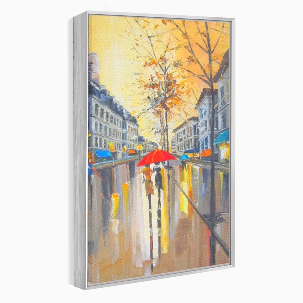 Leinwandbilder Premium LuxCanva® E1029, Pariser Herbst, Regen, regnerisch, Stadt, Herbst, Regenschirm, Gelassenheit, Gelassenheit, Wohnzimmer, leuchtende Farben